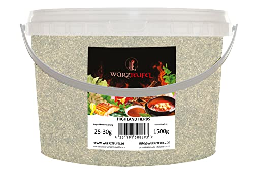 Highland Herbs, Grill – Gewürz, feinstes BBQ Gourmet Grillgewürz, Bratengewürz. Grillgewürz orientalischer Art. PE - Eimer 1500g (1,5KG) von Würzteufel