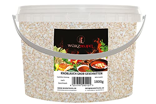 Knoblauch granuliert, Gewürz - Knoblauch grob geschnitten G3, Premiumqualität aus Indien. PE - Eimer 1800g (1,8 KG) von Würzteufel