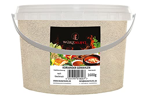 Koriander gemahlen, Coriander - Pulver, Keimreduziert. Premiumqualität aus Bulgarien. PE - Eimer 1600g. (1,6KG) von Würzteufel