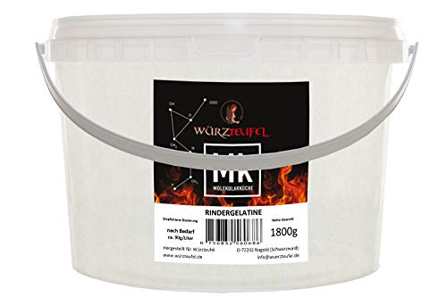 Rindergelatine 220 Bloom – Reines Aspikpulver, Kaltlöslich – Gelatinegranulat in Spitzenqualität aus der Schweiz – Natürliches Geliermittel & Verdickungsmittel – 1,8kg PE-Eimer von Würzteufel