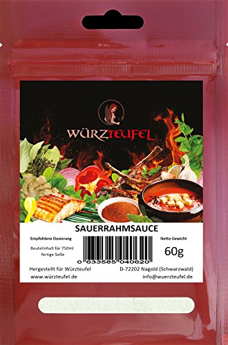 Sauerrahmsoße, Sauerrahm - Sauce in Restaurantqualität. Vegan, Kalorienreduziert. Frei von Geschmacksverstärkern 2.Beutel je 60g. (ca. 35 Portionen) von Würzteufel