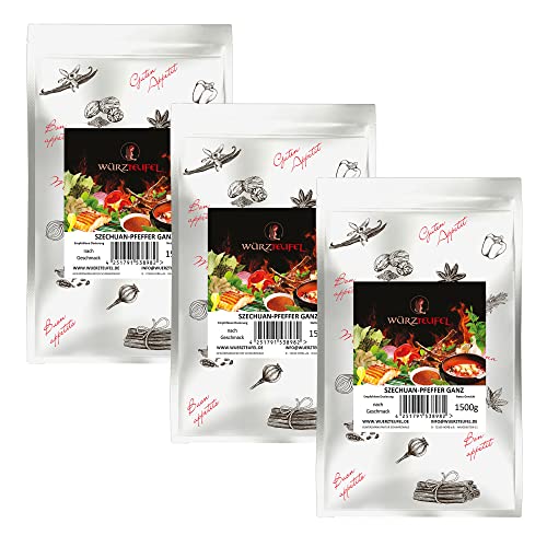 Szechuanpfeffer ganz aus Indonesien & China, Szechuan - Pfeffer (Anispfeffer). Premiumqualität. 3 Beutel je 1500g von Würzteufel