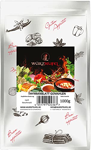 Thymian gemahlen, Echter Thymian, keimreduziert, fein gemahlen. Spitzenqualität aus Griechenland. Beutel 1000g. (1KG) von Würzteufel