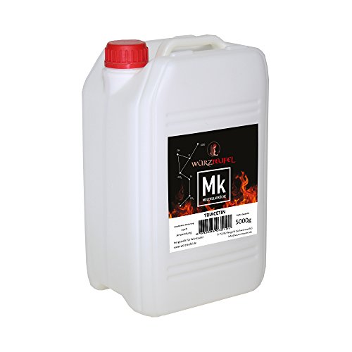 Triacetin, Glycerintriacetat, Triacetylglycerin, Triacetoxypropan, E1518. PE - HD Kanister 5000g. Triacetin, Glycerintriacetat, Triacetylglycerin, Triacetoxypropan, E1518. PE - HD Kanister 5000g. von Würzteufel