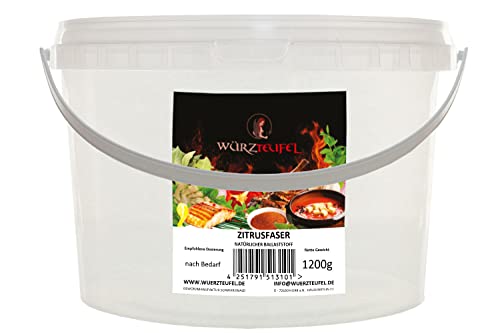 Zitrusfaser (Citrusfaser) – Low-Carb Ballaststoff aus Zitronenschalen – natürliches Verdickungsmittel - Bindestoff & Füllstoff – Vegan & glutenfrei – 1,2kg PE-Eimer von Würzteufel