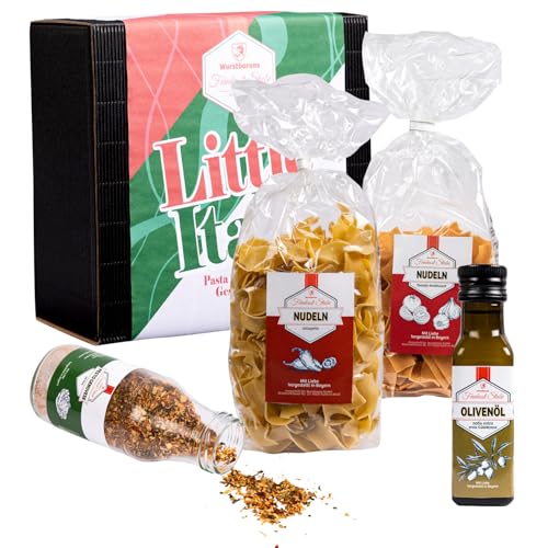 WURSTBARON® Feinkoststube, Geschenkset Little Italy, Nudel, Pesto und Öl Geschenksek Bella Italia, Probierpaket, Geschenk oder Mitbringsel füt Feinschmecker, Erwachsene, Männer und Frauen von Wurstbaron