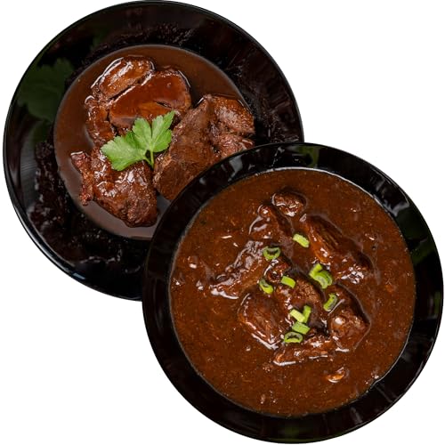 WURSTBARON® Gourmet-Mahlzeit, Fertiggericht wie selbst gekocht, geschmorte Ochsen-Bäckchen, Gulasch, Sauerbraten, Tafelspitz oder Thai Curry Pute, wie frisch zubereitet (2 Portionen, Mix) von Wurstbaron