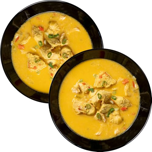 WURSTBARON® Gourmet-Mahlzeit, Fertiggericht wie selbst gekocht, geschmorte Ochsen-Bäckchen, Gulasch, Sauerbraten, Tafelspitz oder Thai Curry Pute, wie frisch zubereitet (2 Portionen, Thai Curry) von Wurstbaron