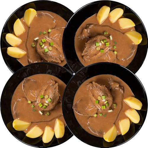 WURSTBARON® Gourmet-Mahlzeit, Fertiggericht wie selbst gekocht, geschmorte Ochsen-Bäckchen, Gulasch, Sauerbraten, Tafelspitz oder Thai Curry Pute, wie frisch zubereitet (4 Portionen, Tafelspitz) von Wurstbaron