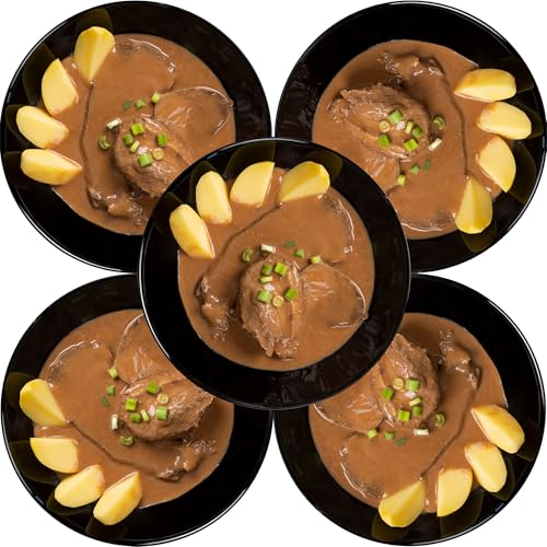 WURSTBARON® Gourmet-Mahlzeit, Fertiggericht wie selbst gekocht, geschmorte Ochsen-Bäckchen, Gulasch, Sauerbraten, Tafelspitz oder Thai Curry Pute, wie frisch zubereitet (5 Portionen, Tafelspitz) von Wurstbaron