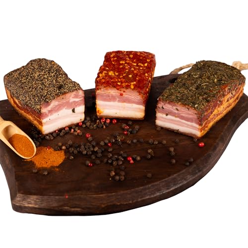 WURSTBARON® Speckpaket mit Chili, Kräutern und Pfeffer, Original Österreichischer Speck, Aromatisch gewürzt, 750g von Wurstbaron