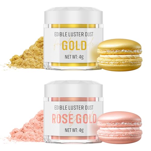 Essbarer Glitzer Set - 2 Farben Gold und RoséGold Lebensmittel Essbares Glitzer für Getränke, Geschmacklos Essbare Glitzerpulver, Glitzer für Liköre, Cocktails, Torten, Pralinen, Dessertdekorationen Essbarer Glitzer Set - 2 Farben Gold und RoséGold Lebensmittel Essbares Glitzer für Getränke, Geschmacklos Essbare Glitzerpulver, Glitzer für Liköre, Cocktails, Torten, Pralinen, Dessertdekorationen von Wwtop