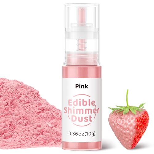 Wwtop Essbarer Glitzer 10g, Glitzerpulver für Getränke, Glitzerspray Essbarer Glitzerstaub, Glitzerpuder Geschmacklos, Lebensmittelfarbe Pulver für Kuchen, Schokolade, Cocktails, Fondant (Rosa) von Wwtop