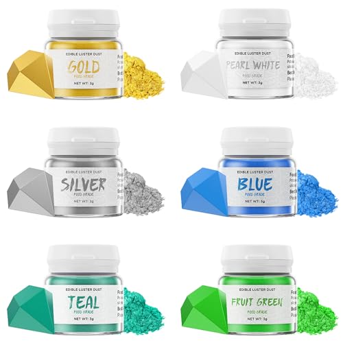 Wwtop Essbarer Glitzer - 3g x 6 Farben Glitzerpulver für Getränke, Gold Perlweiß Silber Blau Teal Frucht Grün Lebensmittel Glitzer, Glitzerpuder für Schokolade, Kuchen, Fondant, Cocktails, Drinks Wwtop Essbarer Glitzer - 3g x 6 Farben Glitzerpulver für Getränke, Gold Perlweiß Silber Blau Teal Frucht Grün Lebensmittel Glitzer, Glitzerpuder für Schokolade, Kuchen, Fondant, Cocktails, Drinks von Wwtop