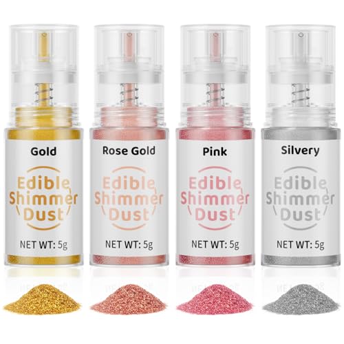 Wwtop Essbares Glitzer Set, 4 Farben x 5g Lebensmittel Glitzer für Getränke, Essbares Glitzerpulver Spray, Metallisch Glitzerpuder Goldpulver für Cocktails, Schokolade, Kuchen, Fondant, Drinks Wwtop Essbares Glitzer Set, 4 Farben x 5g Lebensmittel Glitzer für Getränke, Essbares Glitzerpulver Spray, Metallisch Glitzerpuder Goldpulver für Cocktails, Schokolade, Kuchen, Fondant, Drinks von Wwtop