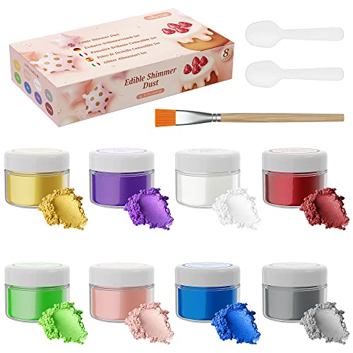 Wwtop Essbarer Glitzer Set, 8 Farben Essbarer Glitzer für Getränke, Lebensmittelfarbe Pulver, Glitzerpuder Glitzerpulver für Getränke Dekorieren, Glitzer für Cocktails, Liköre, Kuchen, Fondant -5g von Wwtop