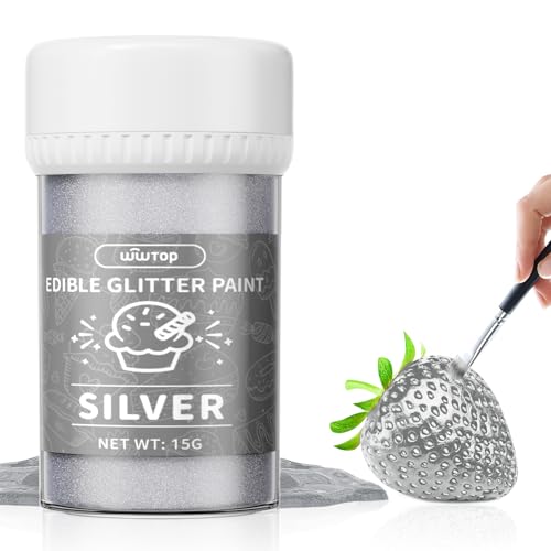 Wwtop Essbarer Glitzer Silver 15g, Flüssiges Essbares Glitzerpulver für Getränke -Verbesserte Metallisch Glitzer Paint für Fondant, Kuchen, Lebensmittel Glitzerpuder für Torten, Schokolade,Cocktails Wwtop Essbarer Glitzer Silver 15g, Flüssiges Essbares Glitzerpulver für Getränke -Verbesserte Metallisch Glitzer Paint für Fondant, Kuchen, Lebensmittel Glitzerpuder für Torten, Schokolade,Cocktails von Wwtop