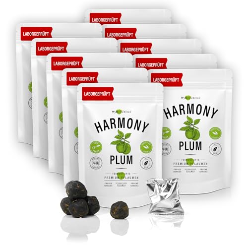 HarmonyPLUM. 90 (6-8 Wochen Großpackung) sorgfältig fermentierte grüne Pflaumen. Nach traditionell chinesischem Rezept. Umhüllt von Macha-Pulver. von WyldESSENTIALS