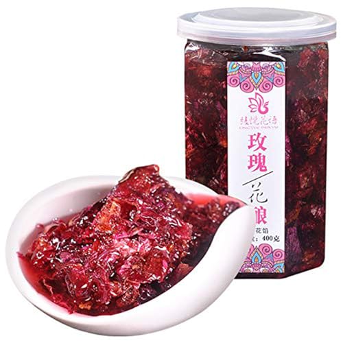 Rosenblütenmarmelade, Yunnan-Rosenkonservenpaste, süße Rosensauce zum Trinken, Würzen, Dessert (14oz/400g)… (Erdbeere) von XCVFDVOR
