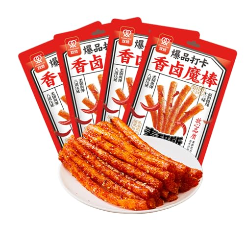 XCVFDVOR la ​​​​tiao würzige Streifen, 4 Packungen würzige Sticks, chinesische Spezialitäten, Snacks, würzige Sticks辣条 麻辣棒(62 g*4) von XCVFDVOR