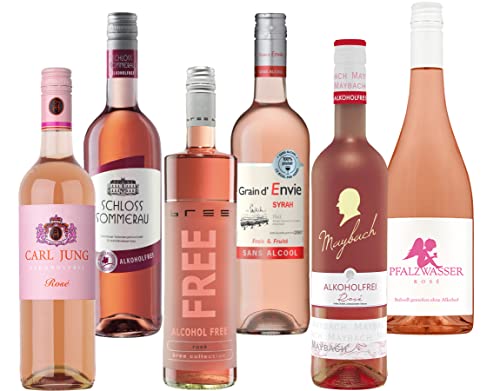 XXL-Drinks Alkoholfreies Rosé Paket - 6 Roséweine ohne Alkohol - Roseweinpaket Alcohol Free 6x0,75l - z.B. Carl Jung, Pfalzwasser Vinade, Schloss Sommerau, Bree Free, Grain d´Envie, Maybach von XXL-Drinks