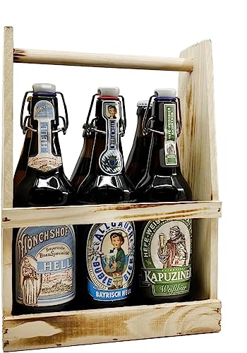 Bierpaket Bayerische Bierspezialitäten - 6 Helle Biere aus Bayern - 6x0,5l im Holz-Tragerl Geschenkset inkl. Pfand - Ayinger, König Ludwig, Schneider Weiße, Mönchshof, Allgäuer, Kapuziner von XXL-Drinks