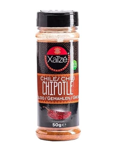 Chipotle Chilipulver von Xatze – 50g – Rauchig, fruchtig & mittelscharf (2.500–8.000 Scoville) – Aus geräucherten Jalapeños – Für Tacos, BBQ, Chili, Schoko-Desserts & mehr von Xatze