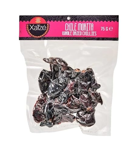 Chipotle Morita Chili getrocknet von Xatze – 75g – Rauchig & fruchtig-würzig – Geräucherte Jalapeños (2.500–8.000 Scoville) – Für Salsas, BBQ, Enchiladas & mehr von Xatze