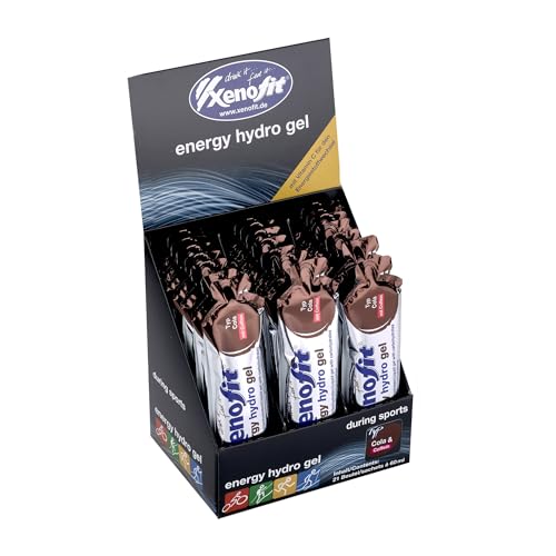 Xenofit Energy Hydro Gel Box 21x60 ml Cola + Koffein – Schnelle Energie während des Sports – Flüssiges Energy-Gel mit Guarana & Magnesium – Vegan, Glutenfrei, Laktosefrei von Xenofit