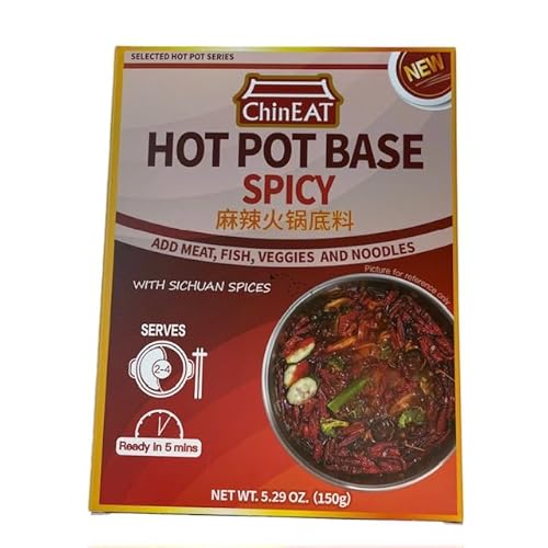 ChinEat Spicy Hot Pot Suppenbasis Gewürz mit Sichuan-Gewürzen 150 g (2-4 servieren, fertig in 5 Minuten) von Xihaha