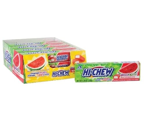 Hi-Chew Sensationally Chewy Japanische Fruchtbonbons, Sweet & Sour Wassermelone, 50 g, 15 Stück von Xihaha