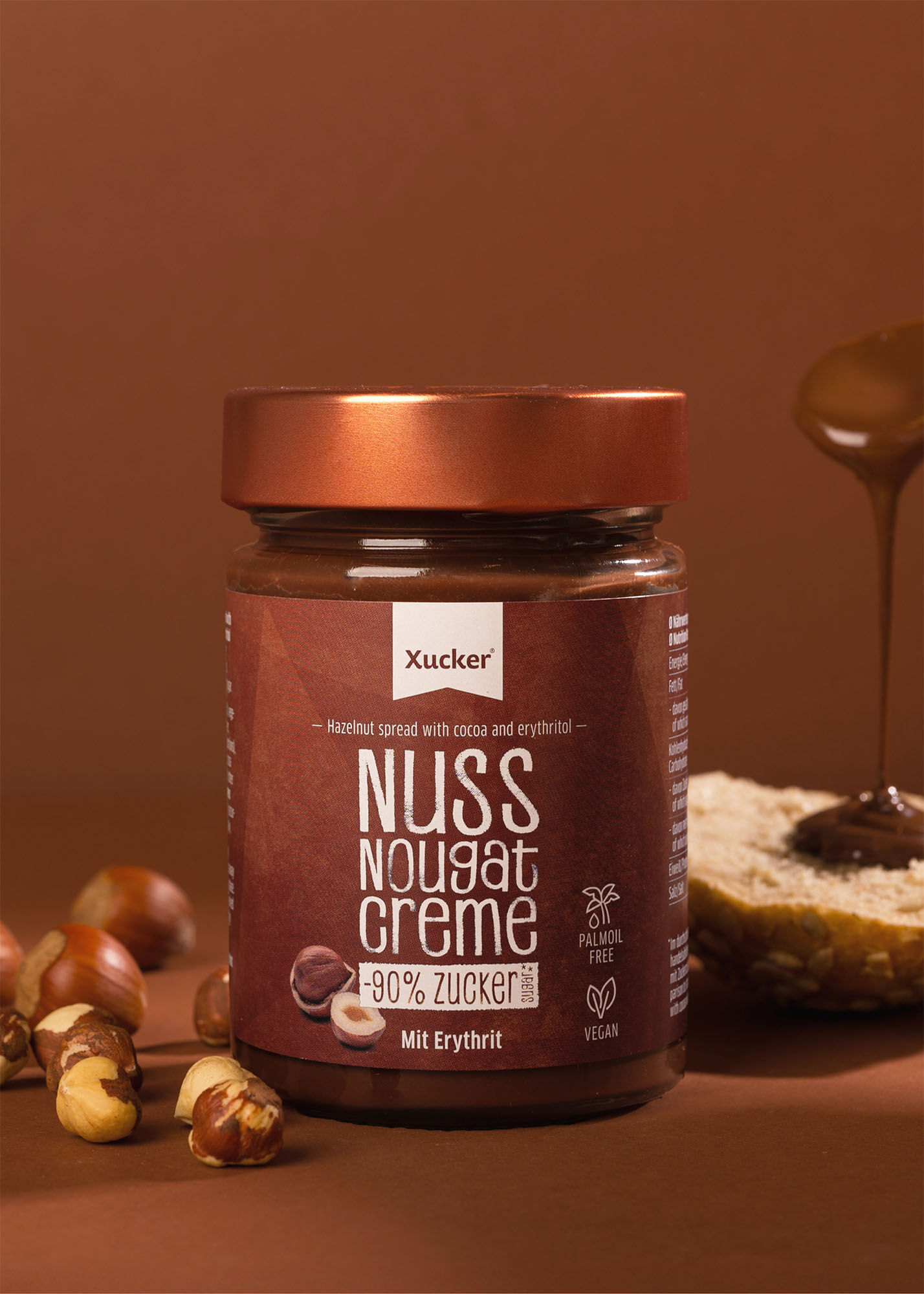 Zuckerarme Nuss-Nougat Creme ohne Palmöl (Erythrit) von Xucker