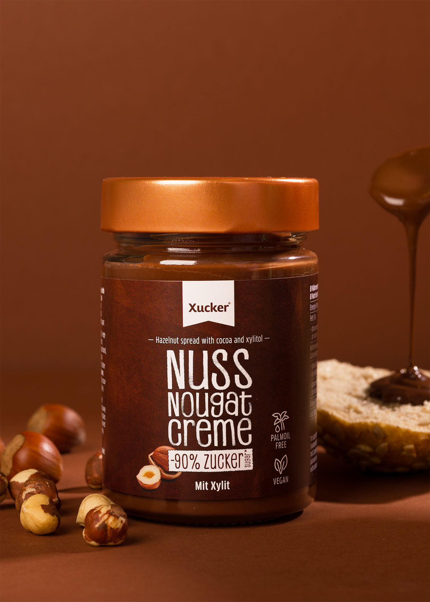 Zuckerarme Nuss-Nougat Creme ohne Palmöl (Xylit) von Xucker