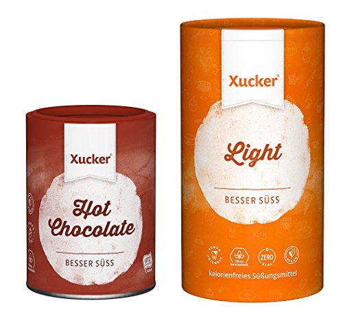 Xucker - 2er Schoko-Probierset - Light- Erythrit (1 kg) und Trinkschokoladen-Pulver (200 g) von Xucker