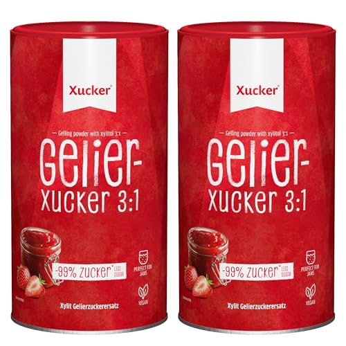 Xucker 3:1 Gelierxucker mit Xylit 2x 1kg - leckere Gelierzucker Alternative mit Birkenzucker I Veganer Gelierxucker von Xucker zum Kochen für Marmelade & Gelees (2 kg) von Xucker