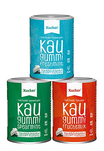 Xucker - 3er Xylit Kaugummi-Set (3 x 100 g) - Spearmint, Fruchtmix und Freshmint von Xucker