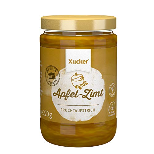 Xucker Fruchtaufstrich Apfel-Zimt gesüßt mit Xylit - 74% Früchte, im 220g Glas, Made in Berlin- vegan, ohne Gentechnik von Xucker