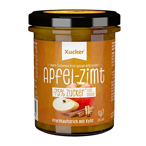 Xucker Fruchtaufstrich Apfel-Zimt mit Xylit - Fruchtiger Brotaufstrich mit Xylitol I 74% Fruchtgehalt I vegan & zuckerreduziert 220g von Xucker
