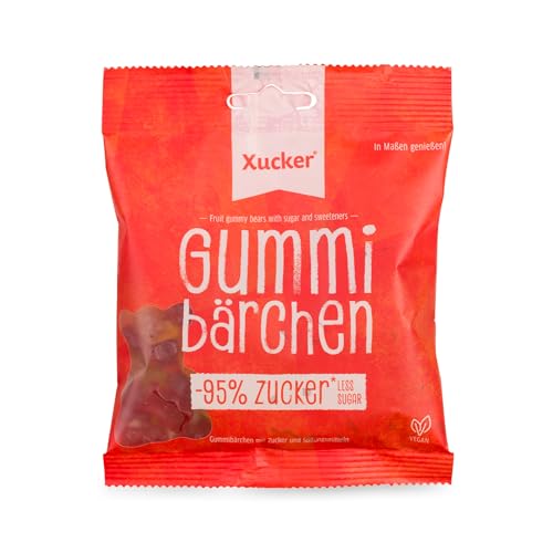 Xucker Gummibärchen ohne Zucker 100g - Vegane Gummibärchen mit Xylit gesüßt I Zuckerfreie Süßigkeiten geeignet für Diabetiker I ohne Gentechnik von Xucker