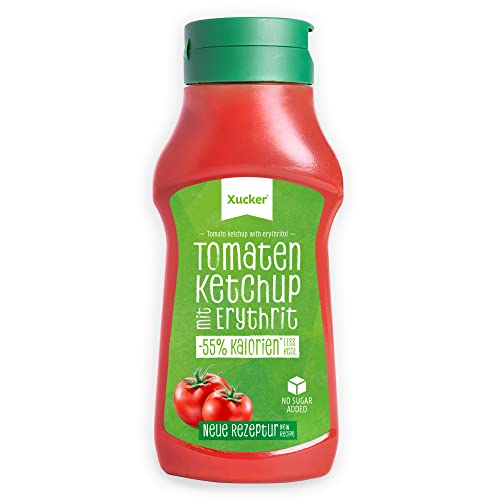 Xucker Ketchup mit Erythrit - Xucker Tomatenketchup ohne Zucker-Zusatz I Ketchup zum Grillen, Kochen & Würzen I 55% weniger Kalorien I veganer Ketchup (500 ml) von Xucker