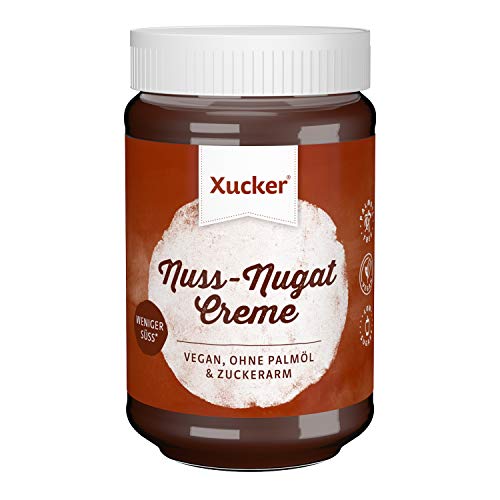 Xucker Nuss-Nugat Creme Brotaufstrich mit Erythrit, ohne Palmöl, zuckerarm, 33% Haselnussanteil, 300g Glas von Xucker