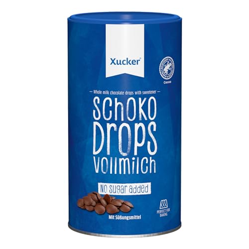 Xucker 750 g Schokoladen-Drops Edel Vollmilch - kohlenhydrat-bewusste Schoko-Drops - zahnfreundlich mit Xylit, 1er Pack (1 x 750 g) von Xucker