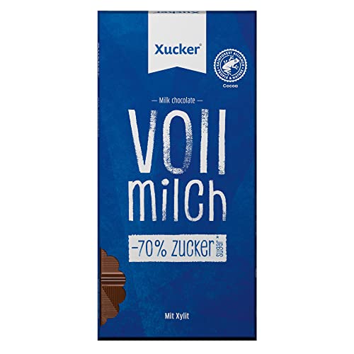 Xucker Vollmilch-Schokolade mit Xylit Zuckerersatz - 1x Vollmilch Schokolade ohne zugesetzten Zucker (38% Kakao) Schokoladentafel mit Xylitol gesüßt (80g) von Xucker