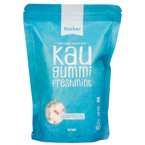 Xucker Zuckerfreie Zahnpflege Kaugummis Freshmint - Xylit Kaugummi zuckerfrei mit Freshmint Geschmack I Vegane Xylitol Kaugummis I Zahnpflege & gegen Mundgeruch I 600g Nachfüllpack (Freshmint) von Xucker