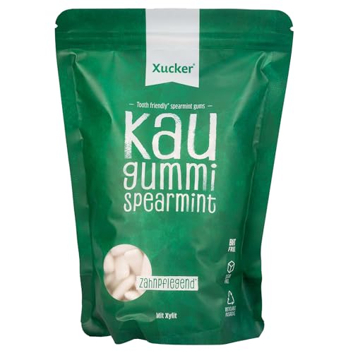 Xucker Zuckerfreie Zahnpflege Kaugummis - Xylit Kaugummi zuckerfrei mit Spearmint Geschmack I Vegane Xylitol Kaugummis I Zahnpflege & gegen Mundgeruch I 600g Nachfüllpack von Xucker