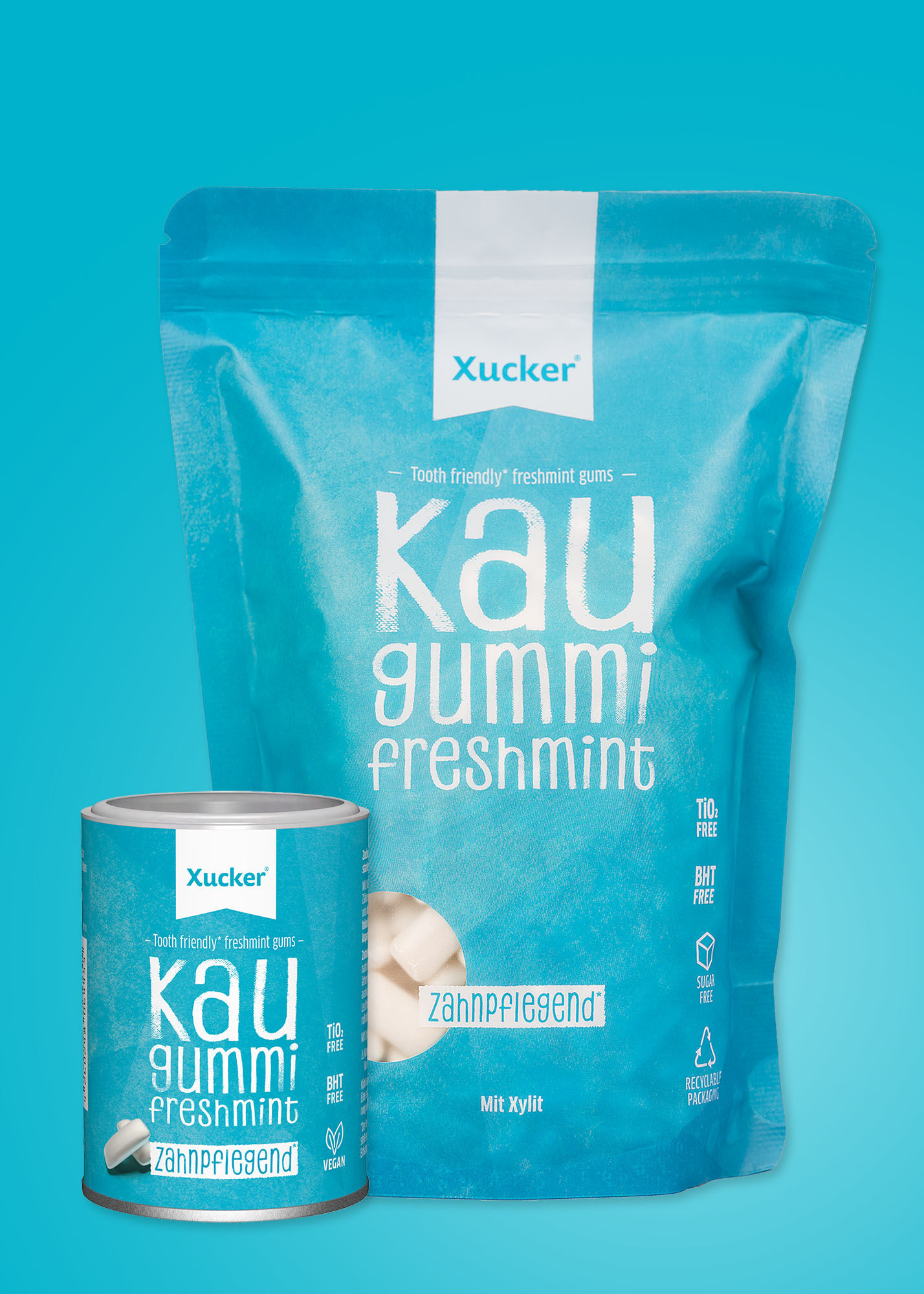 Xylit-Kaugummis Freshmint - Set mit Nachfüllpack von Xucker
