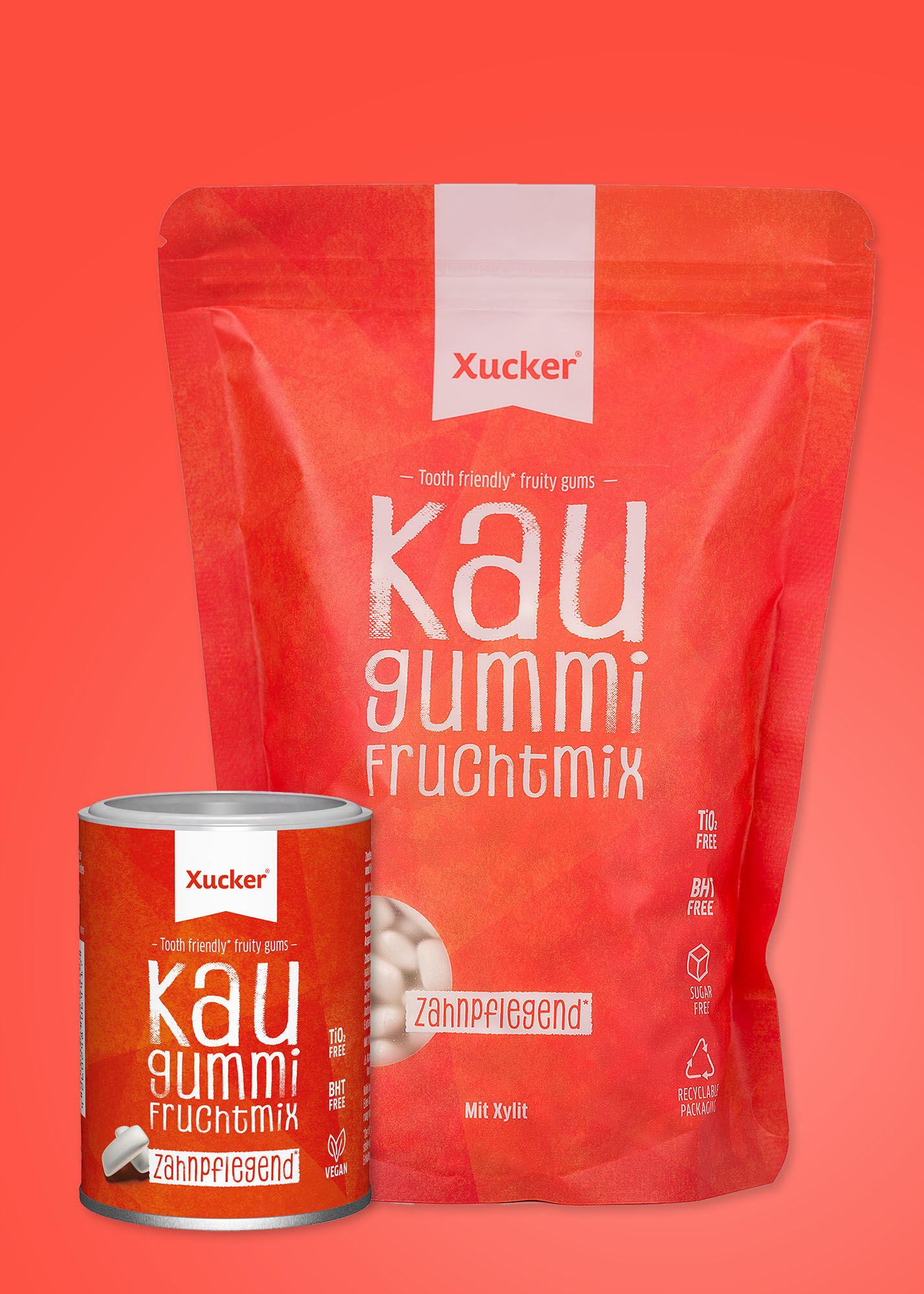 Xylit-Kaugummis Fruchtmix - Set mit Nachfüllpack von Xucker