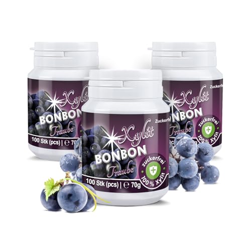 Xylit Bonbon Sauberer Atem Blaue Traube | 300 Xylit Bonbons | Keine Chance für Karies: zuckerfrei für angenehmen Atem | vegan & ohne Aspartam | 3 x 70g Xylit Bonbon Sauberer Atem Blaue Traube | 300 Xylit Bonbons | Keine Chance für Karies: zuckerfrei für angenehmen Atem | vegan & ohne Aspartam | 3 x 70g von Xund Xüsst