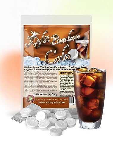 Xylit Birkenzucker Bonbons COLA | 100% mit Xylit gesüsst | 70g Inhalt | 35 Bonbons einzeln verpackt | mit natürlichem Aroma | zahnfreundlich … von Xund Xüsst