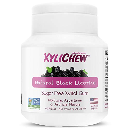 Xylichew 100% xylitol chewing gum gläser - non gmo, gluten, aspartam und zuckerfreier kaugummi -bad atem und mundtrockenheit 60 count lakritze von Xylichew